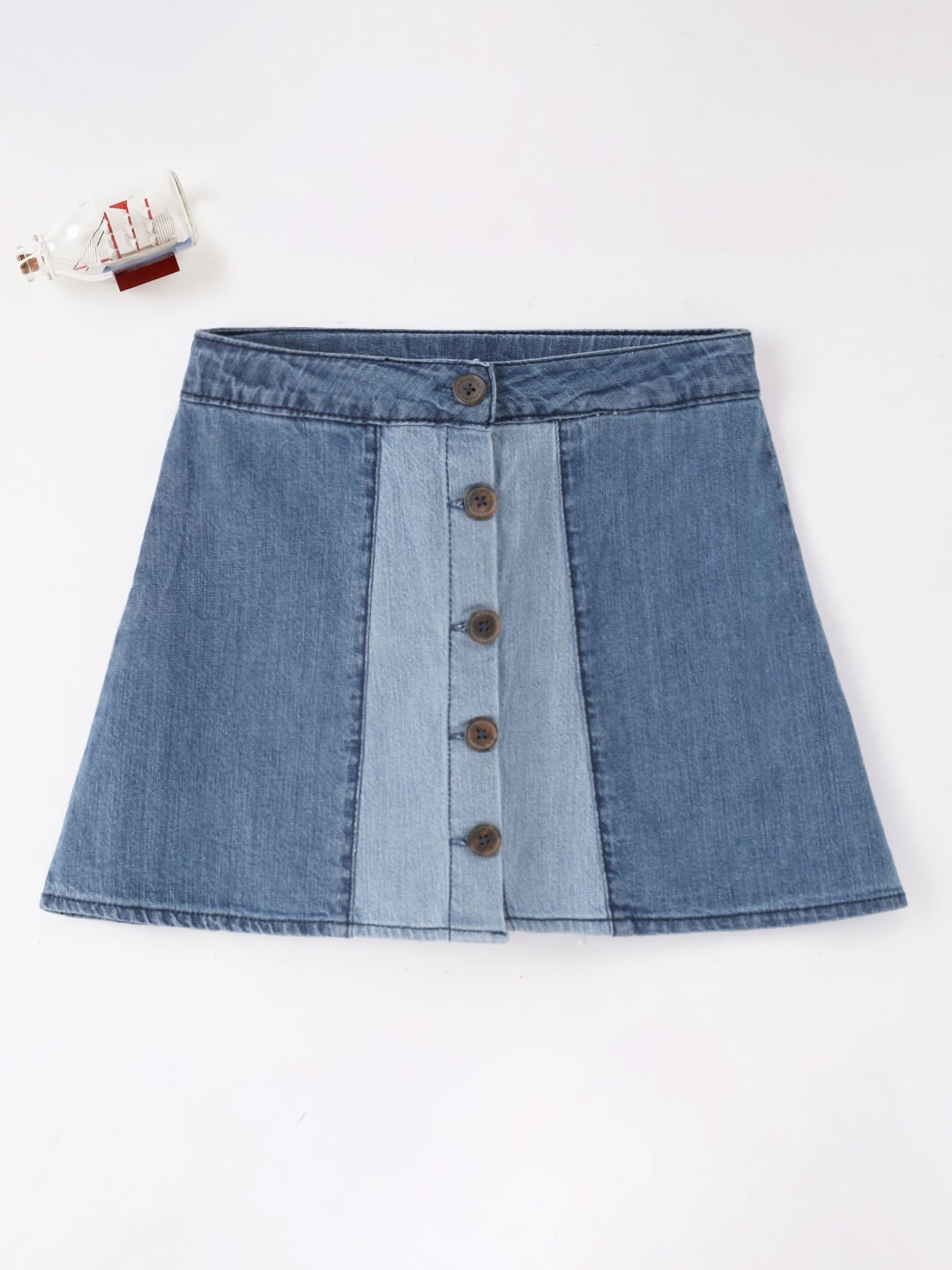 

Ed-a-Mamma Girls A-Line Above Knee Length Pure Cotton Denim Skirt, Blue