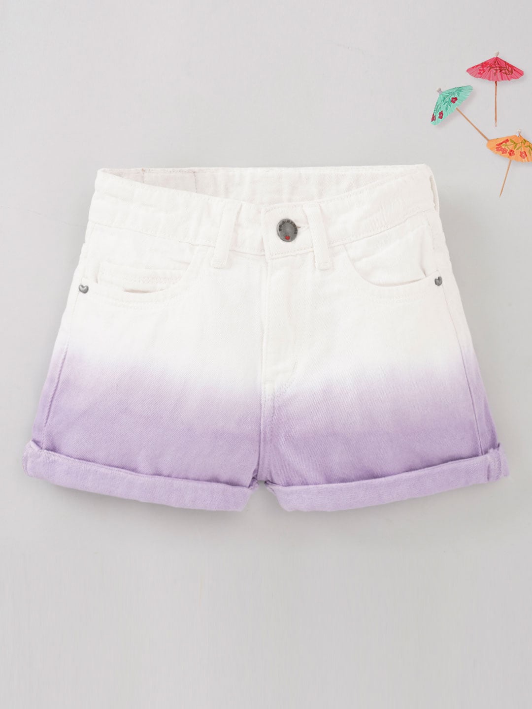 

Ed-a-Mamma Girls Mid-Rise Cotton Ombre Shorts, Lavender