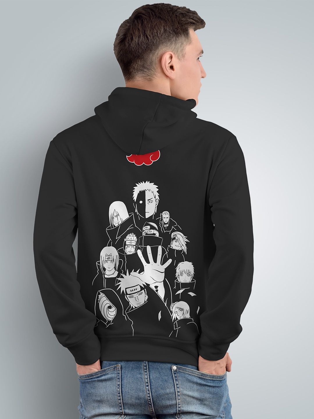 

Crazymonk Unisex Akatsuki Team Anime Printed Hooded Cotton Sweatshirt, Black