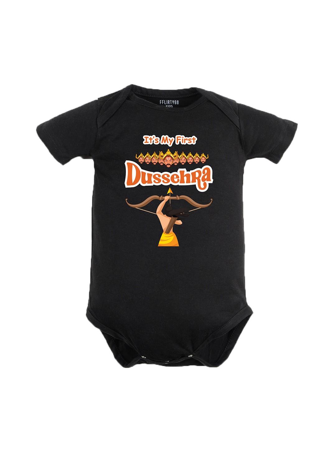

FFLIRTYGO Infants Graphic Printed Pure Cotton Bodysuit, Black