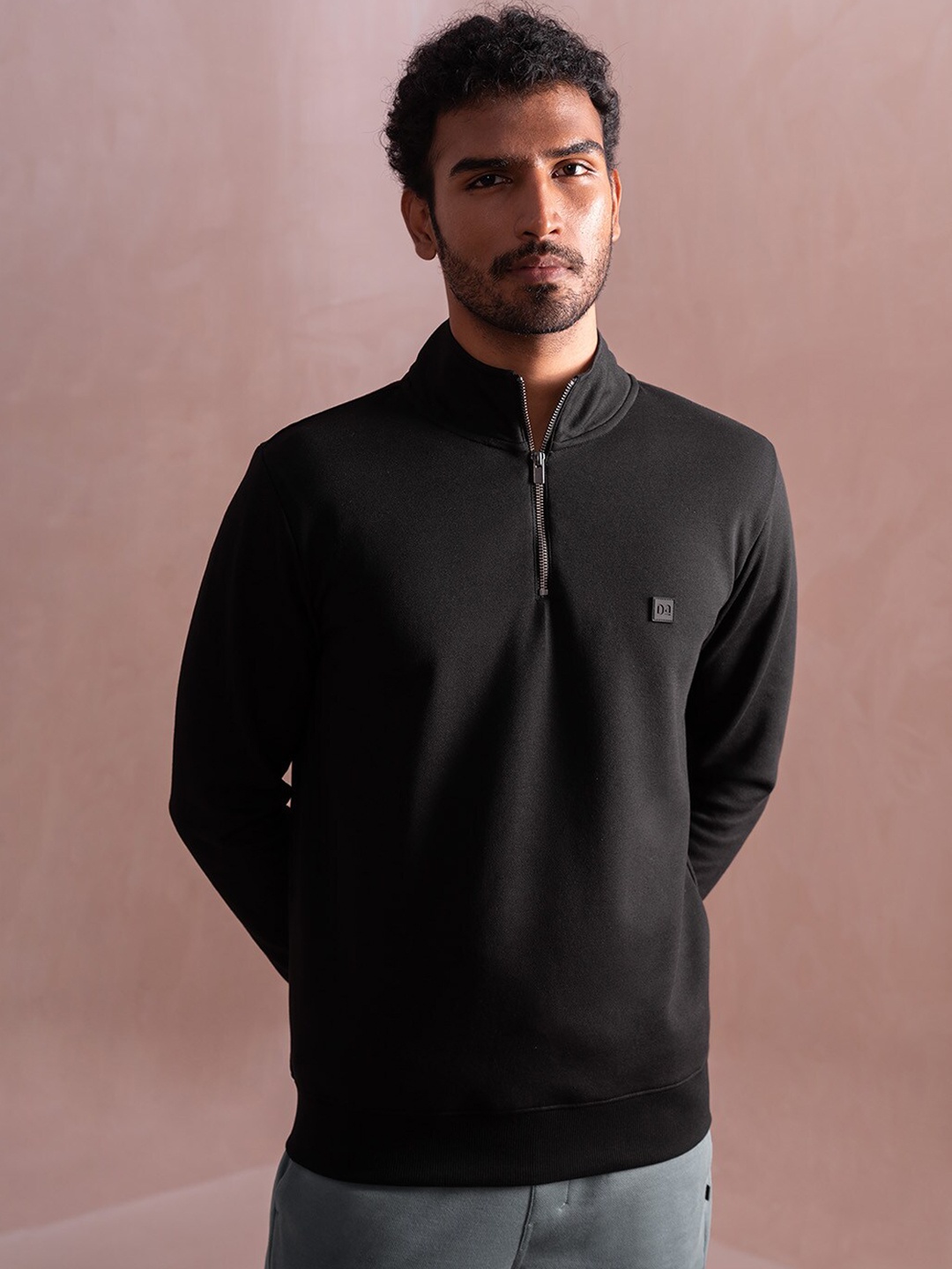 

DAMENSCH Statement Elemental Half-Zip Soft Premium Cotton Blend Sweatshirt, Black