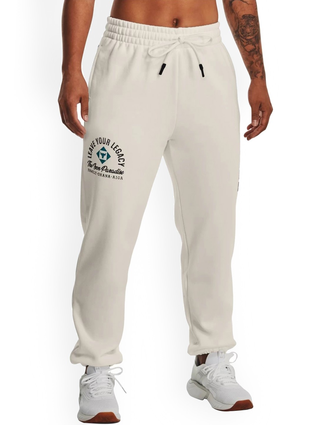 

UNDER ARMOUR Women UA Project Rock Heavy Weight Terry Mid-Rise Joggers, Off white
