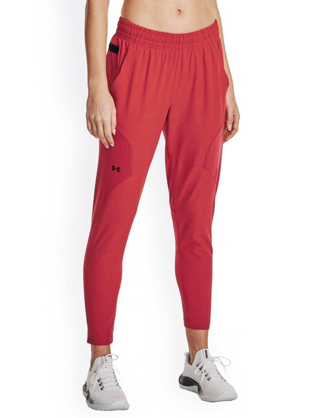 

UNDER ARMOUR Women Polyester Unstoppable Mid-Rise Track Pants, Red
