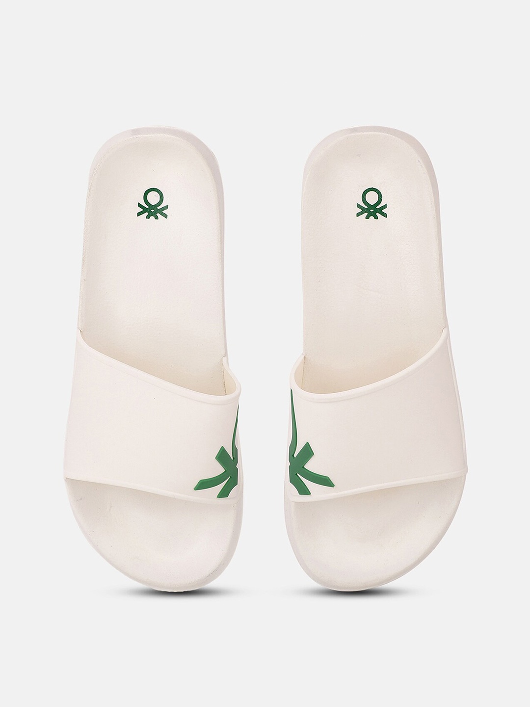 United Colors of Benetton Men Printed Sliders, White