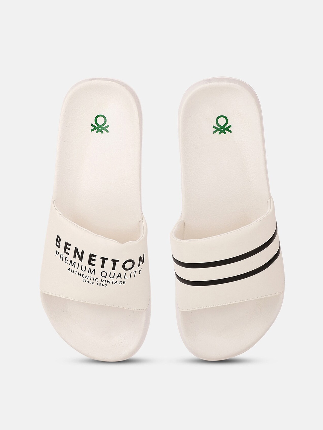 

United Colors of Benetton Men Printed Sliders, White