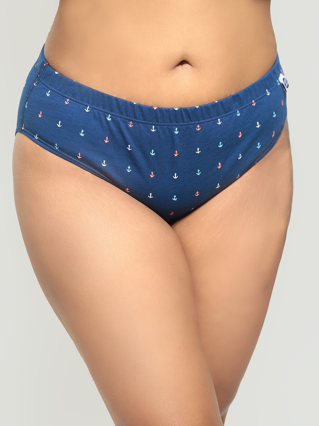 

Wear Equal Women Conversational Printed Mid Rise Bikini, Navy blue