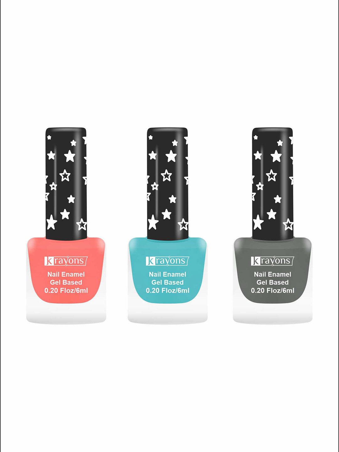 

krayons Set of 3 Cute Super Matte Quick Dry Long Lasting Gel Based Nail Enamel - 6 ml each, Peach