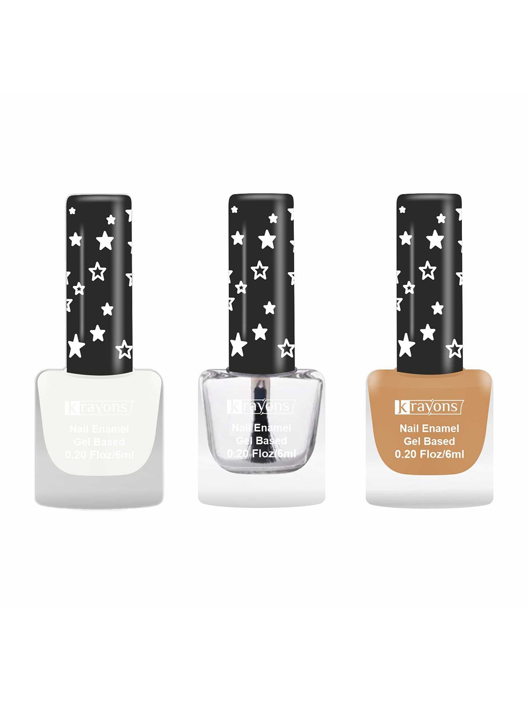 

krayons Set Of 3 Gel Based Matte Finish Nail Enamel - Snow White+Golden Matte+Top Coat