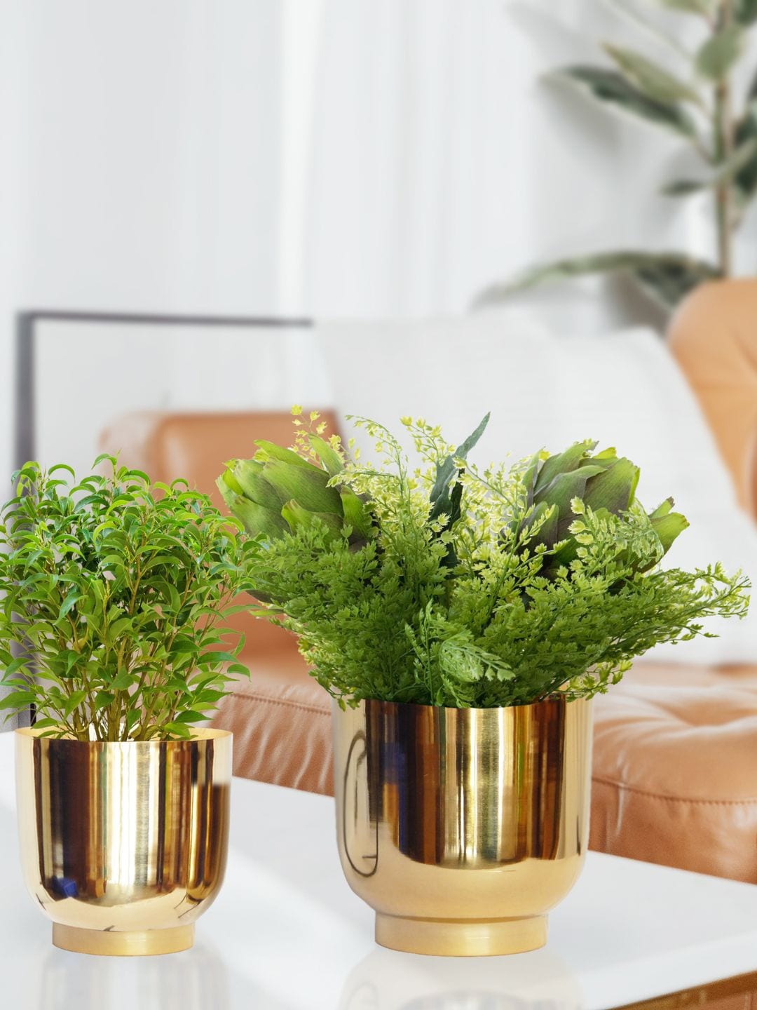 

ecofynd 2 Pcs Golden Eva Metal Planters, Gold