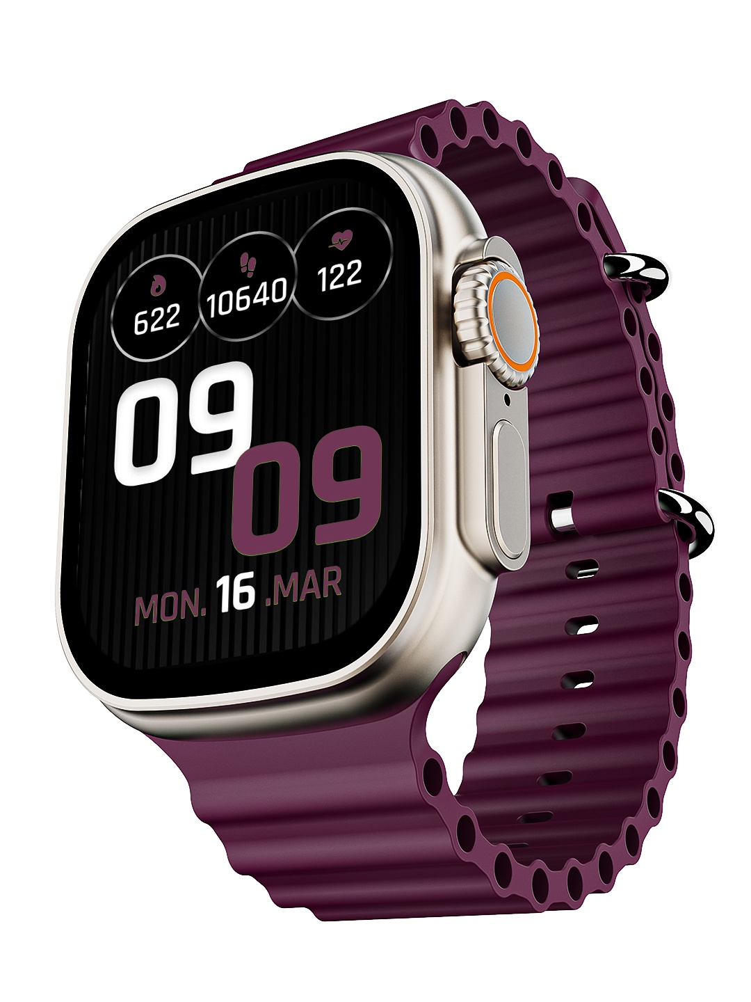 

boAt Unisex Wave Genesis 1.96\" HD Display 500 Nits Smartwatch With Bluetooth Calling, Burgundy