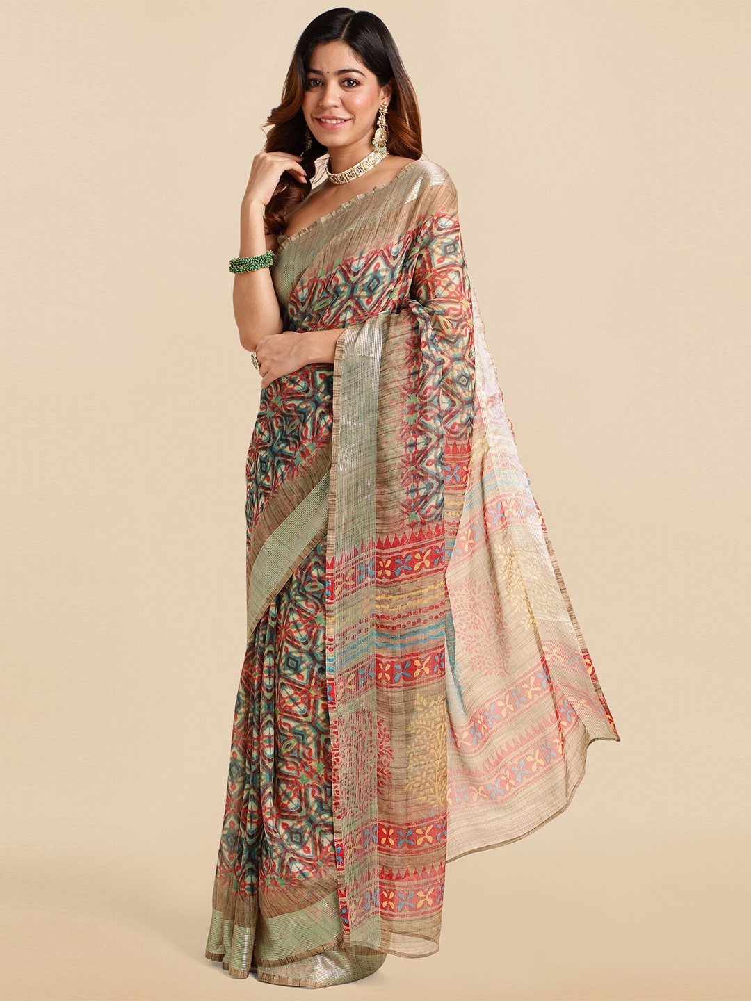 

MIRCHI FASHION Geometric Printed Saree, Red
