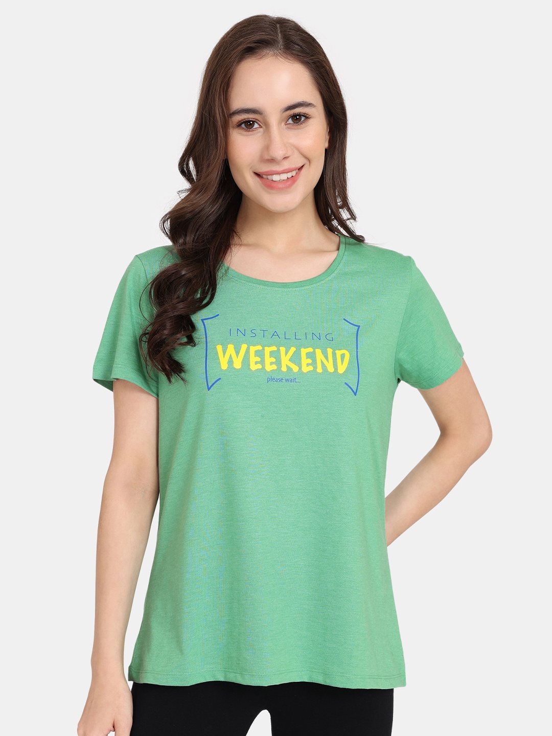 

Rosaline by Zivame Typographic Printed T-shirt, Green