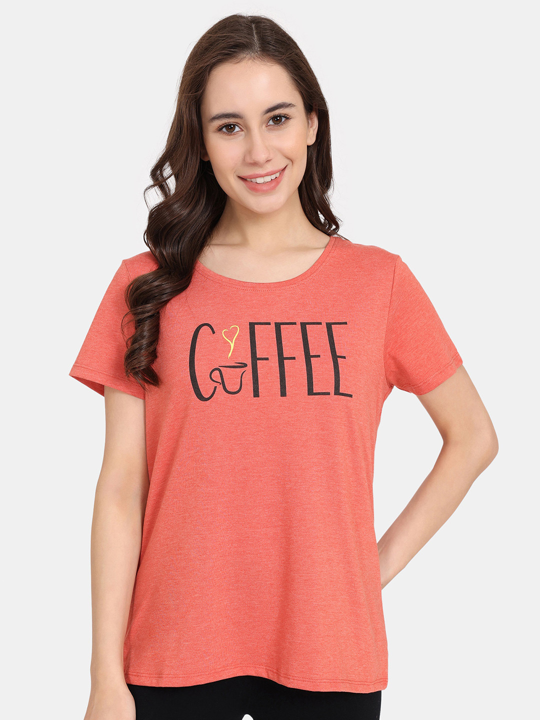 

Rosaline by Zivame Graphic Printed Lounge T-Shirt, Brown