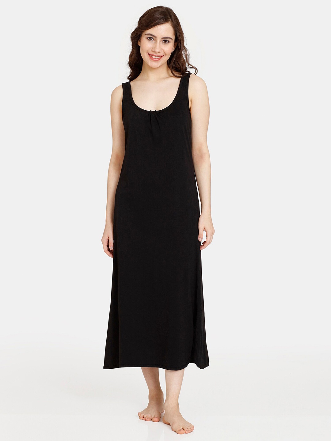 

Rosaline by Zivame Sleeveless Pure Cotton Nightdress, Black