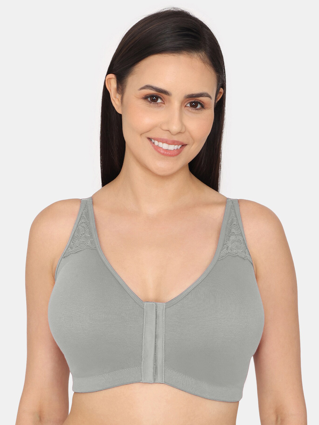 

Rosaline by Zivame Full Coverage Non-Wired Non-Padded Everyday Bra With All Day Comfort, Grey