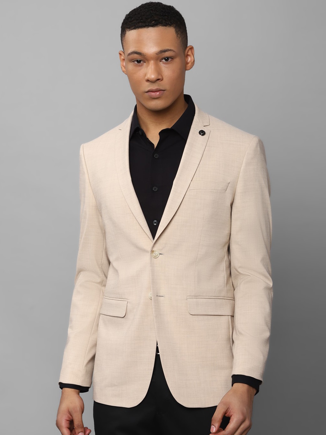 

Allen Solly Textured Slim Fit Formal Blazer, Beige