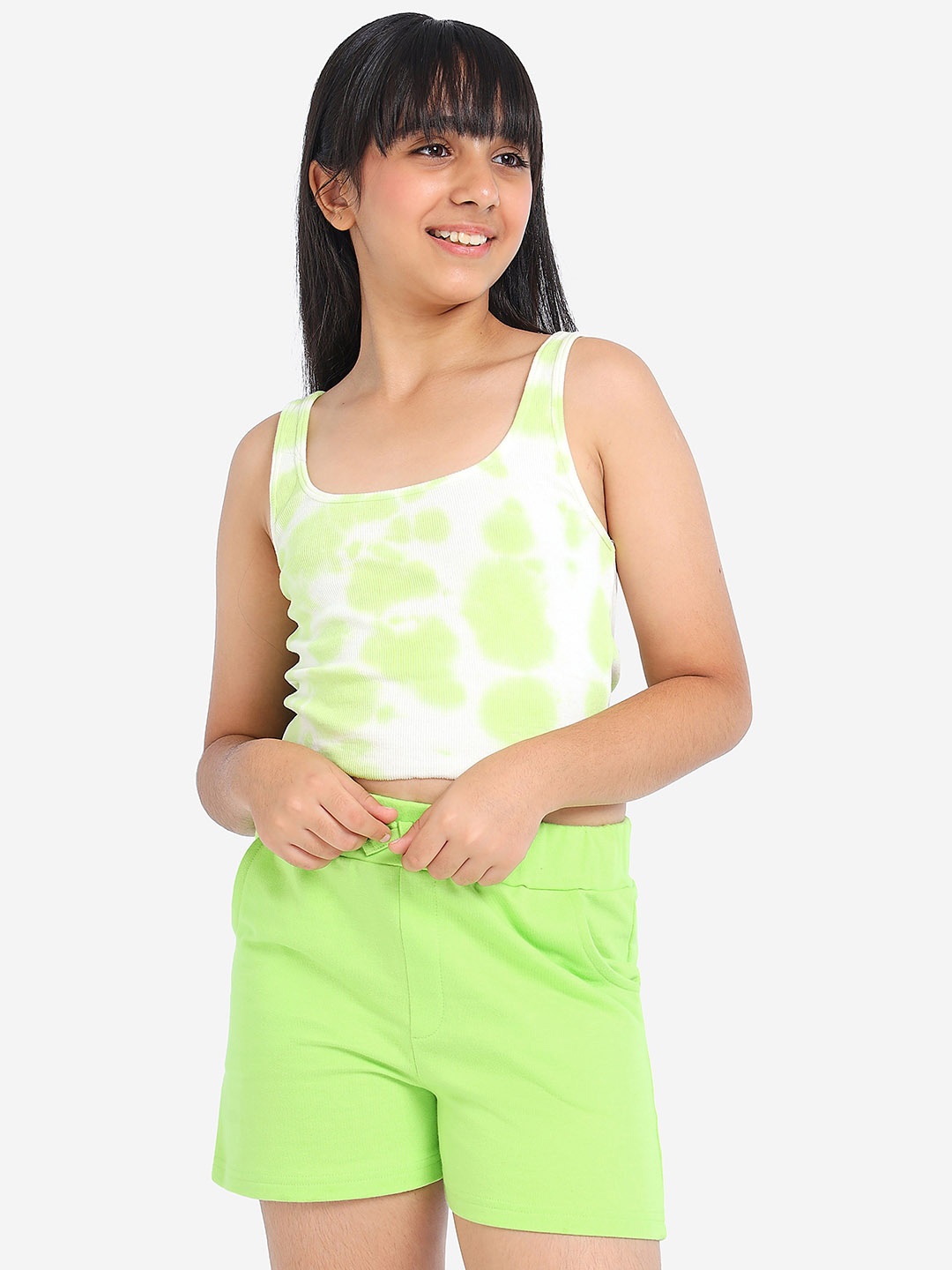 

BONKIDS Girls Skinny Fit Shorts, Fluorescent green