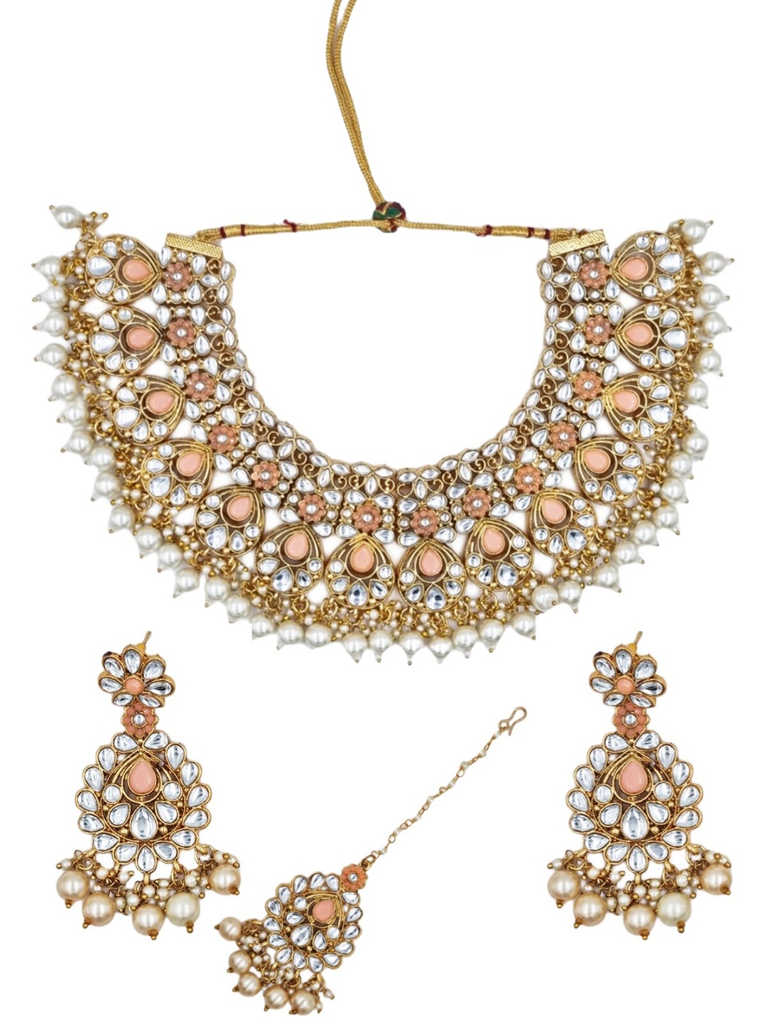 

Anouk Gold-Plated Kundan-Studded & Beaded Long Jewellery Set