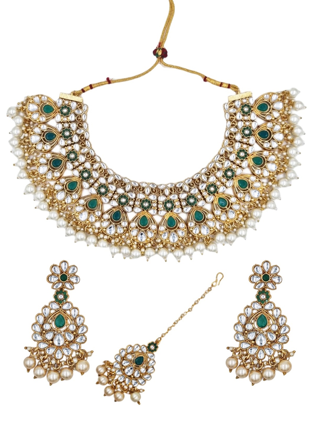 

Anouk Gold-Plated Kundan-Studded & Beaded Jewellery Set