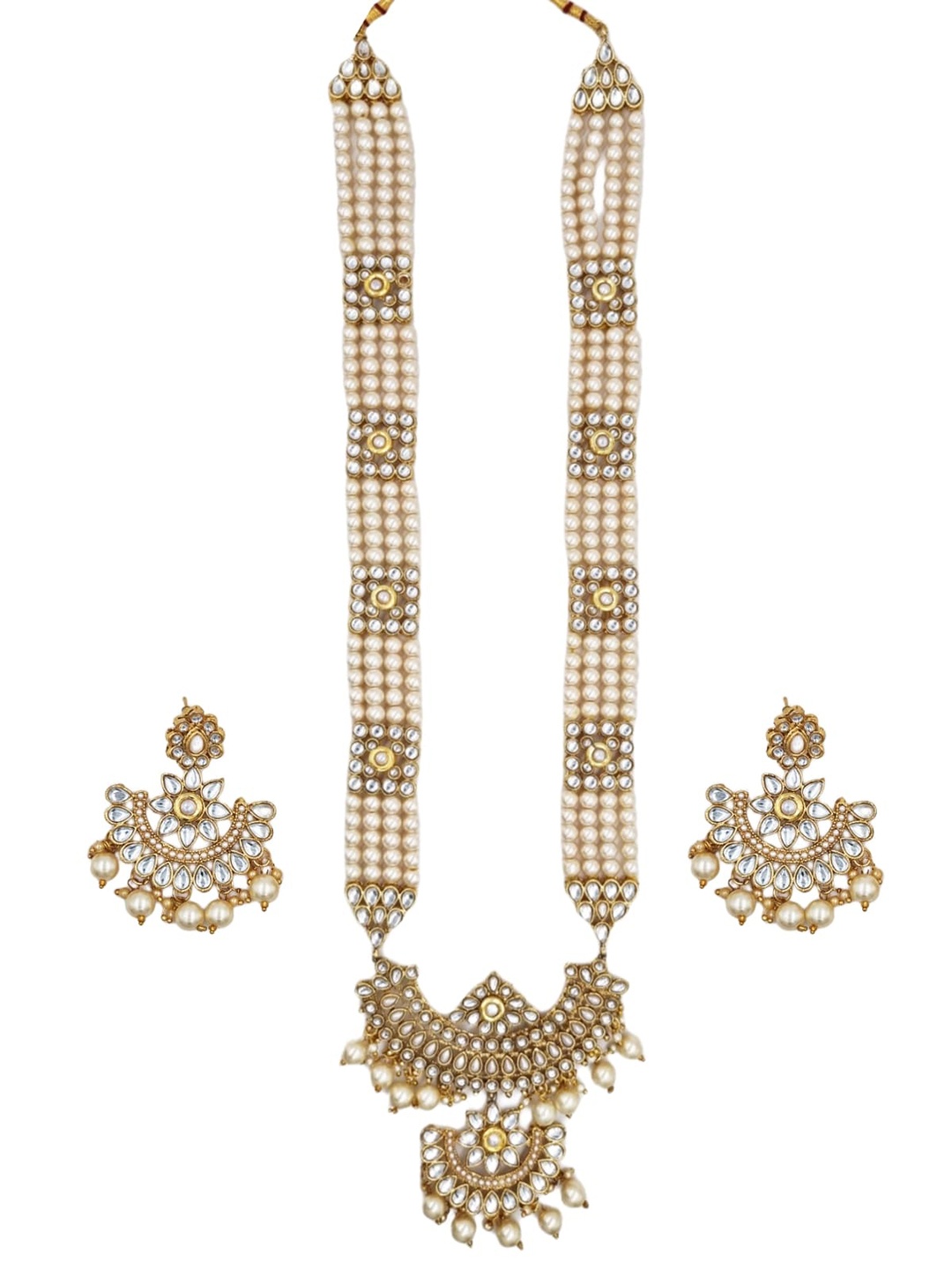 

Anouk Gold-Plated Kundan-Studded & Beaded Long Jewellery Set