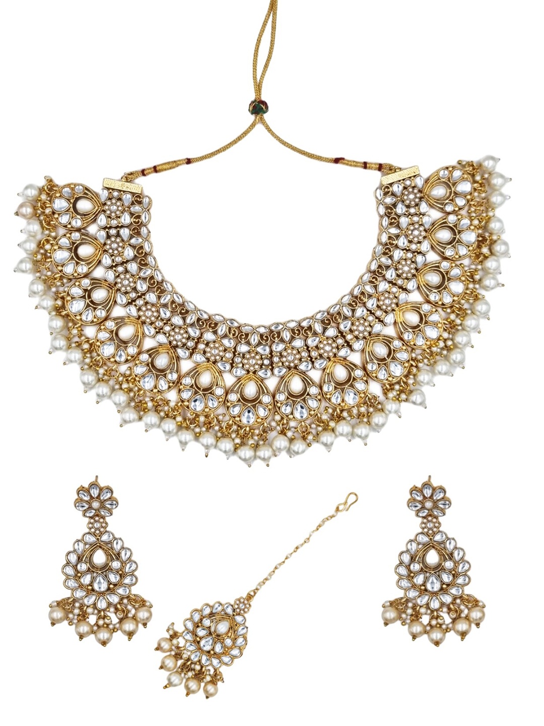 

Anouk Gold-Plated Kundan-Studded & Beaded Jewellery Set