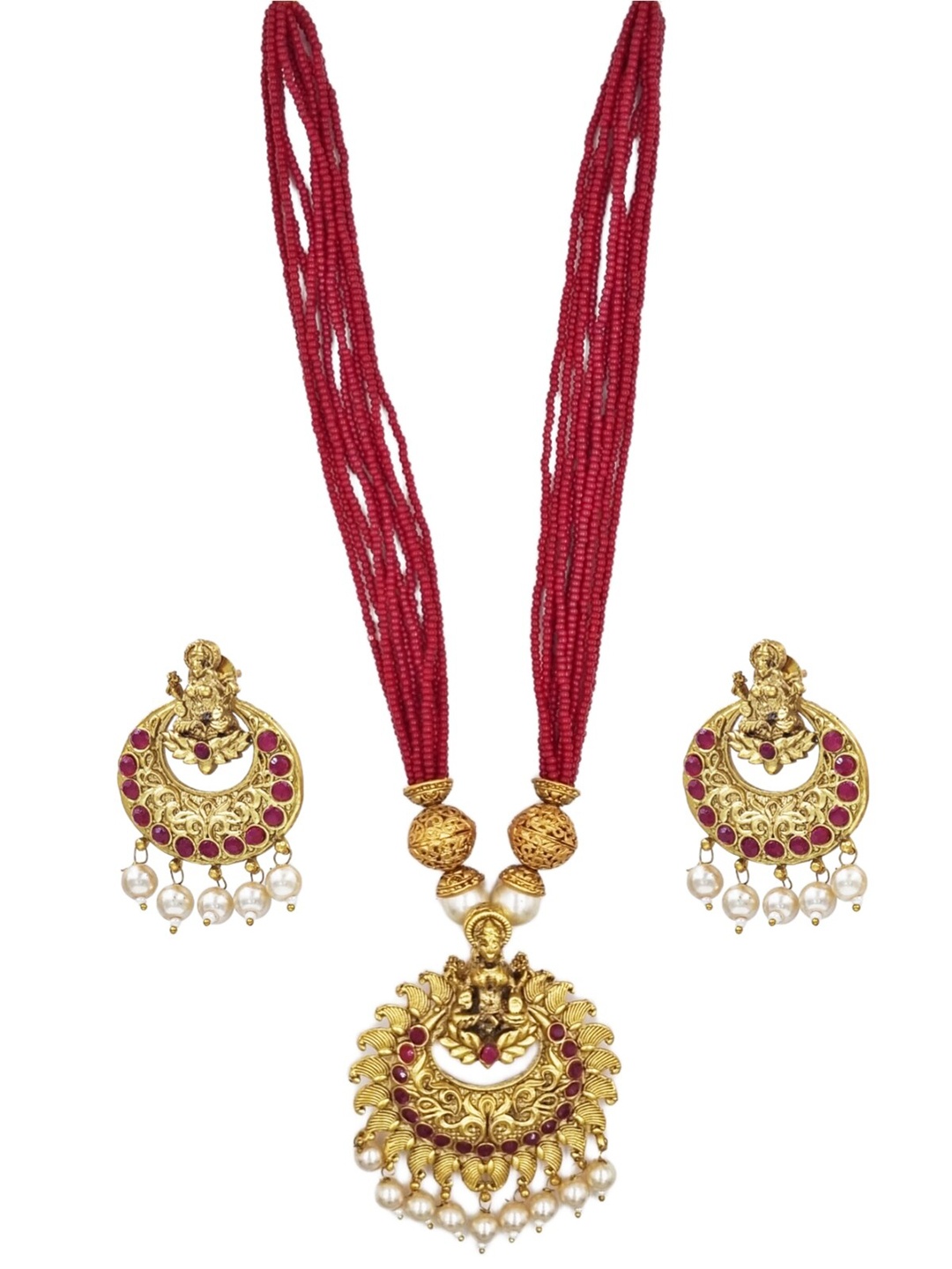 

Anouk Gold-Plated Kundan-Studded & Beaded Jewellery Set