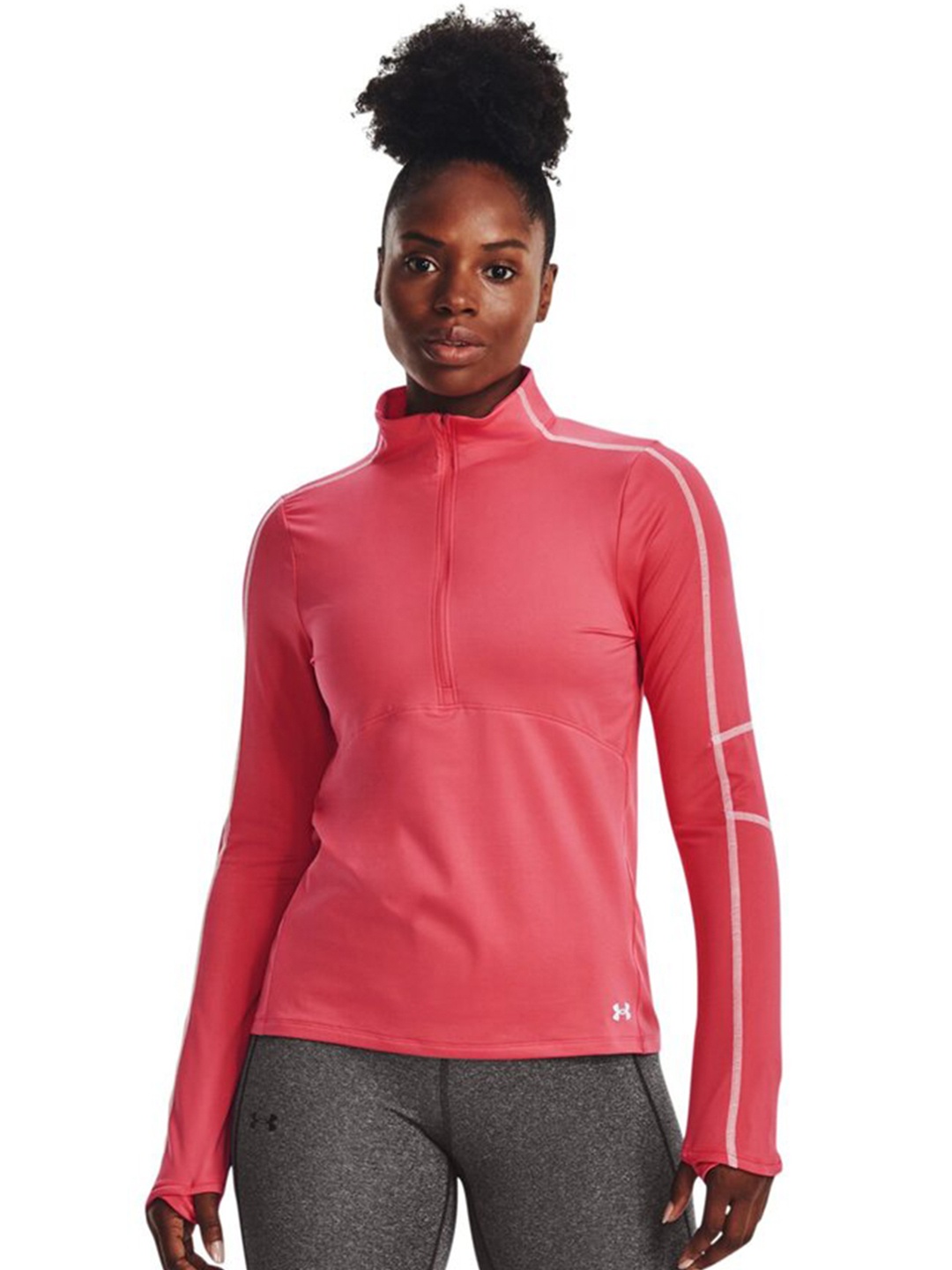 

UNDER ARMOUR Train Cold weather High Neck Half Zipper Slim-Fit T-Shirt, Pink