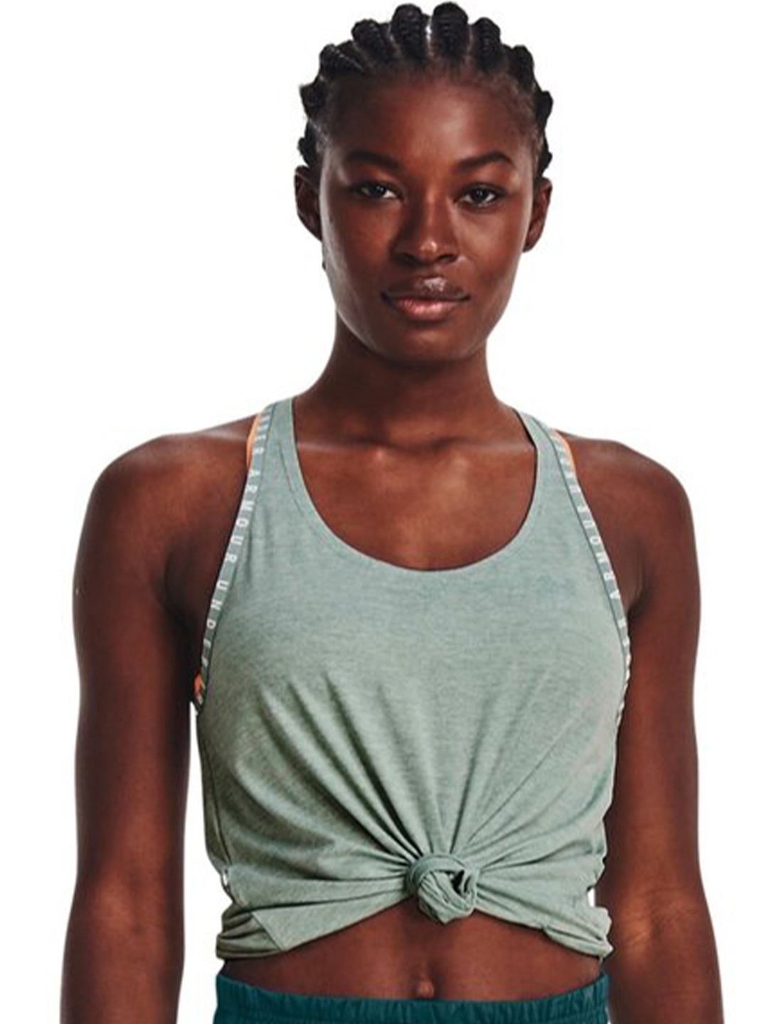 

UNDER ARMOUR Knockout Mesh Relaxed-Fit Back Crop Tank T-Shirt, Grey