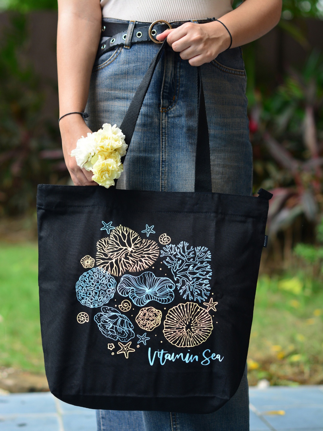 

EcoRight Abstract Printed Shopper Tote Bag, Black