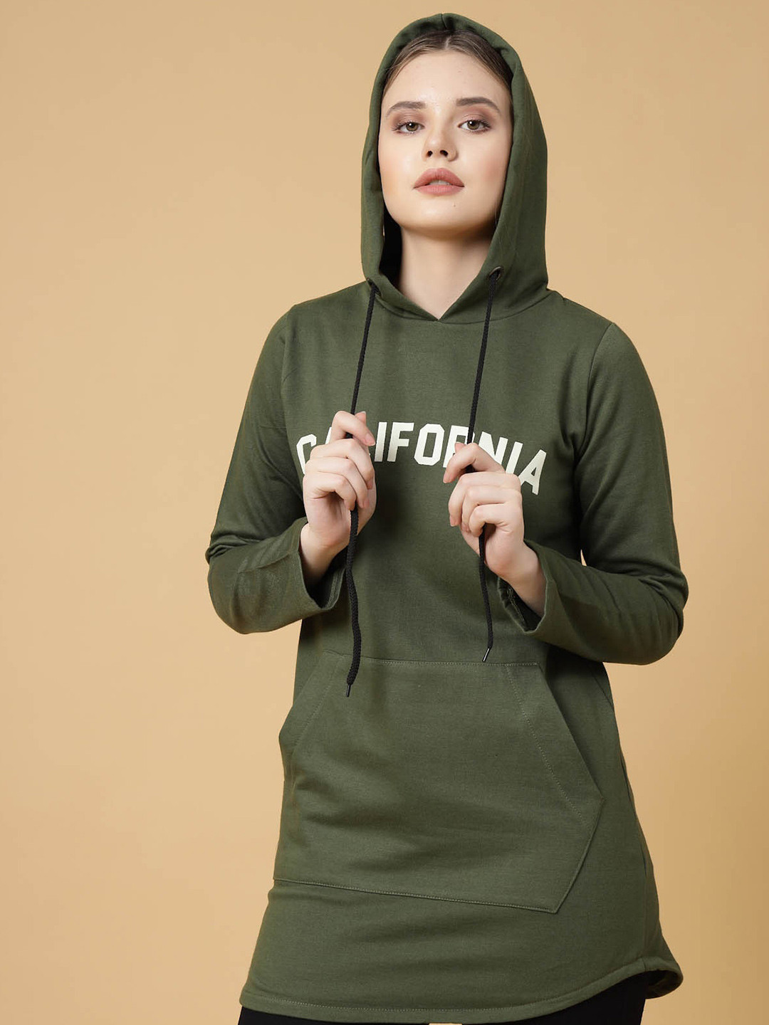 

Rigo Women Printed Fleece Pullover Casual Hooded Sweatshirt, Green