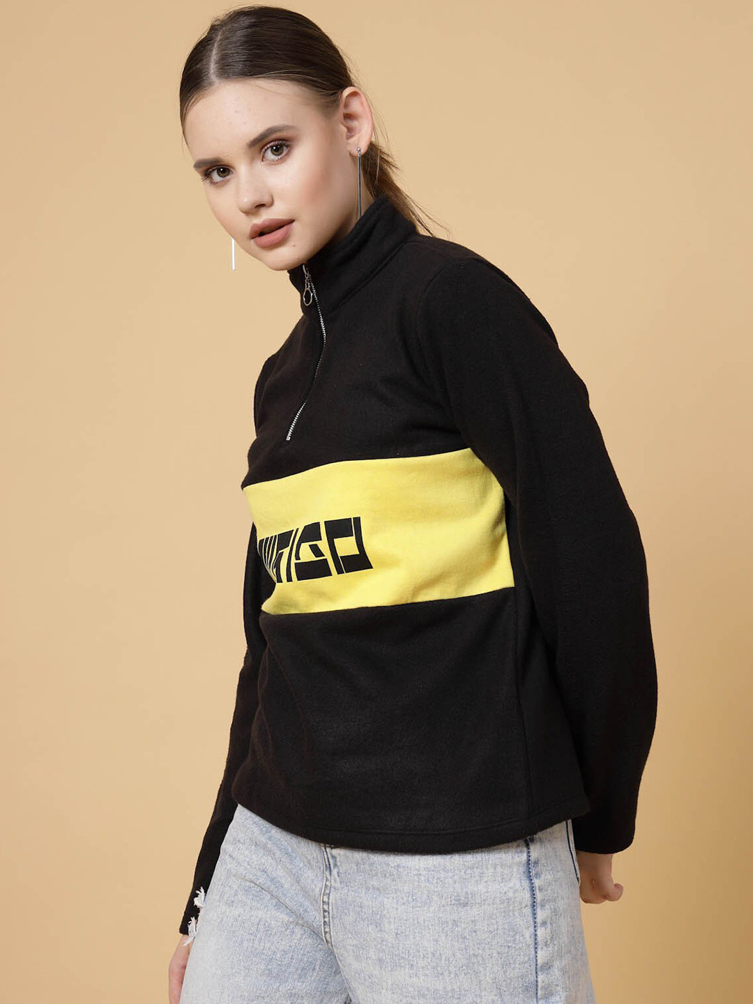 

Rigo Women Printed Fleece Pullover Casual Hooded Sweatshirt, Black