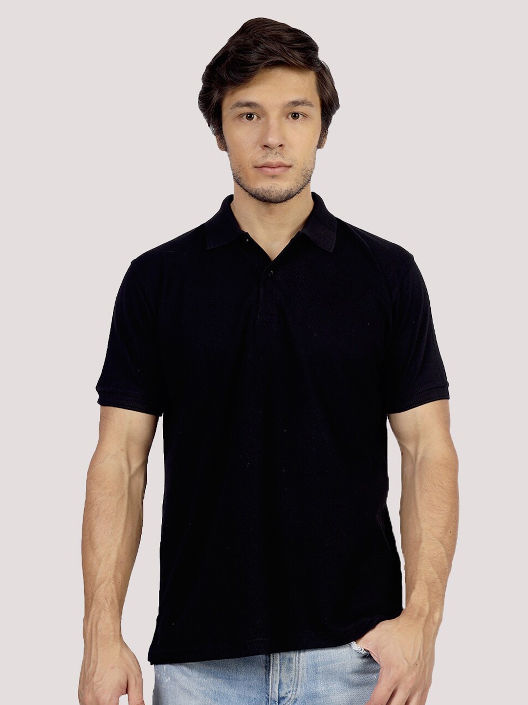 

Greylongg Polo Collar Short Sleeves T-shirt, Black