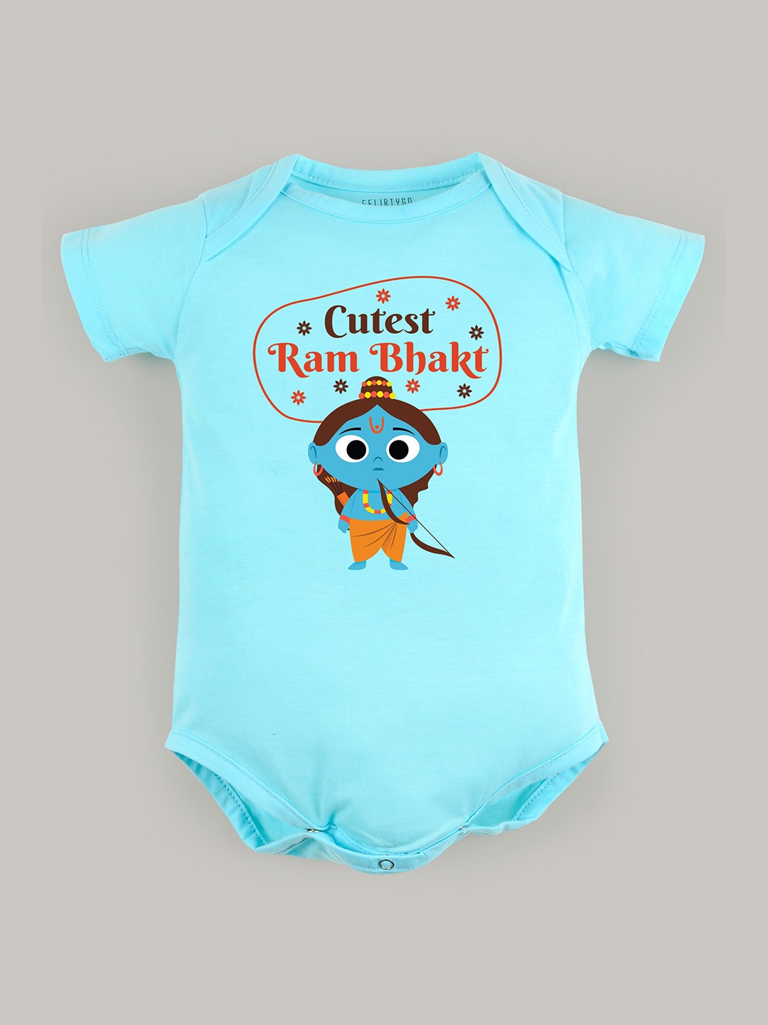 

FFLIRTYGO Baby Printed Cotton Dussehra Bodysuit, Turquoise blue