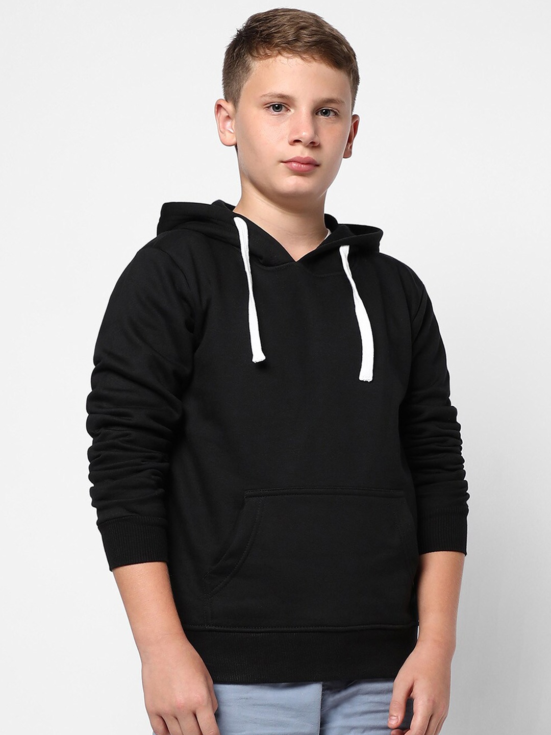 

Instafab Boys Hooded Pullover Cotton Sweatshirt, Black