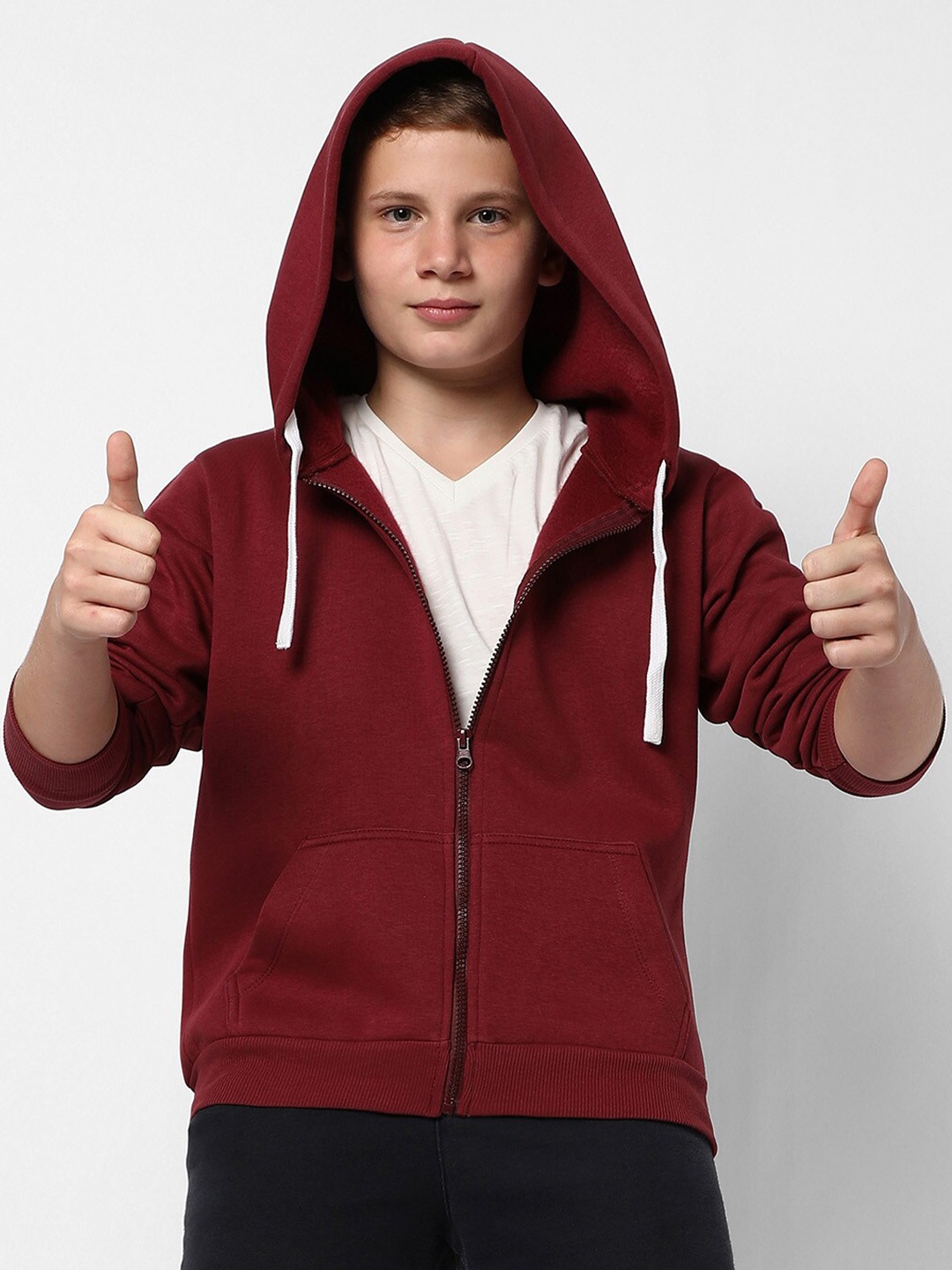 

Instafab Boys Hooded Front-Open Cotton Sweatshirt, Maroon