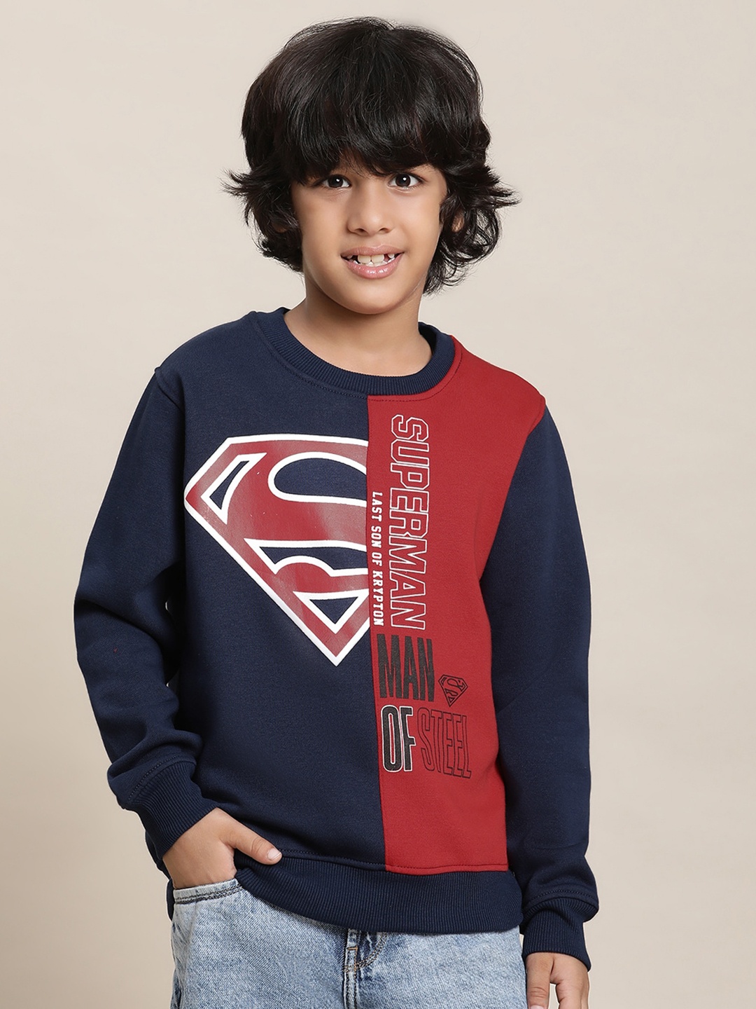 

Kids Ville Superman Printed Round Neck Sweatshirt, Blue