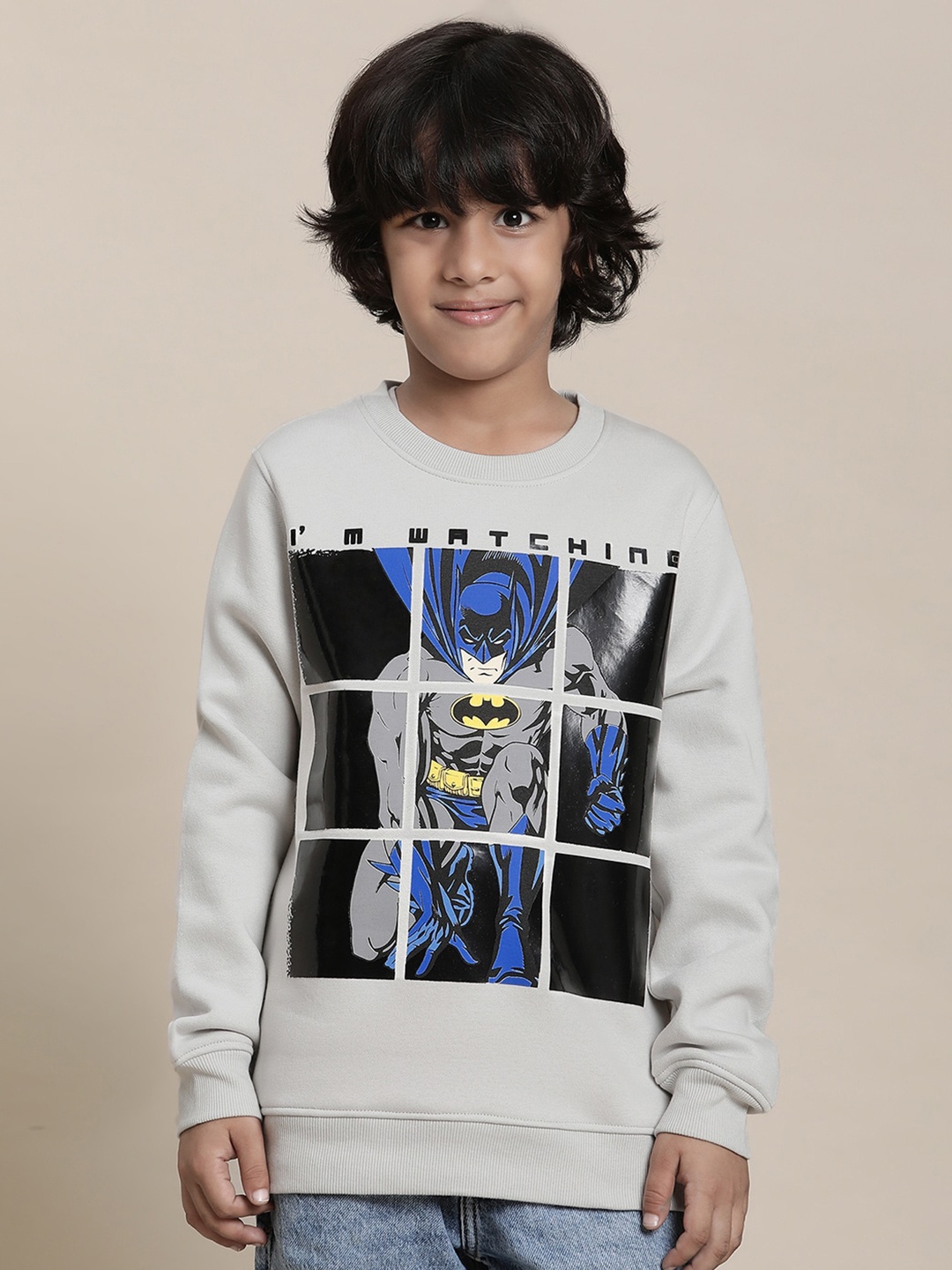 

Kids Ville Batman Printed Round Neck Sweatshirt, Grey