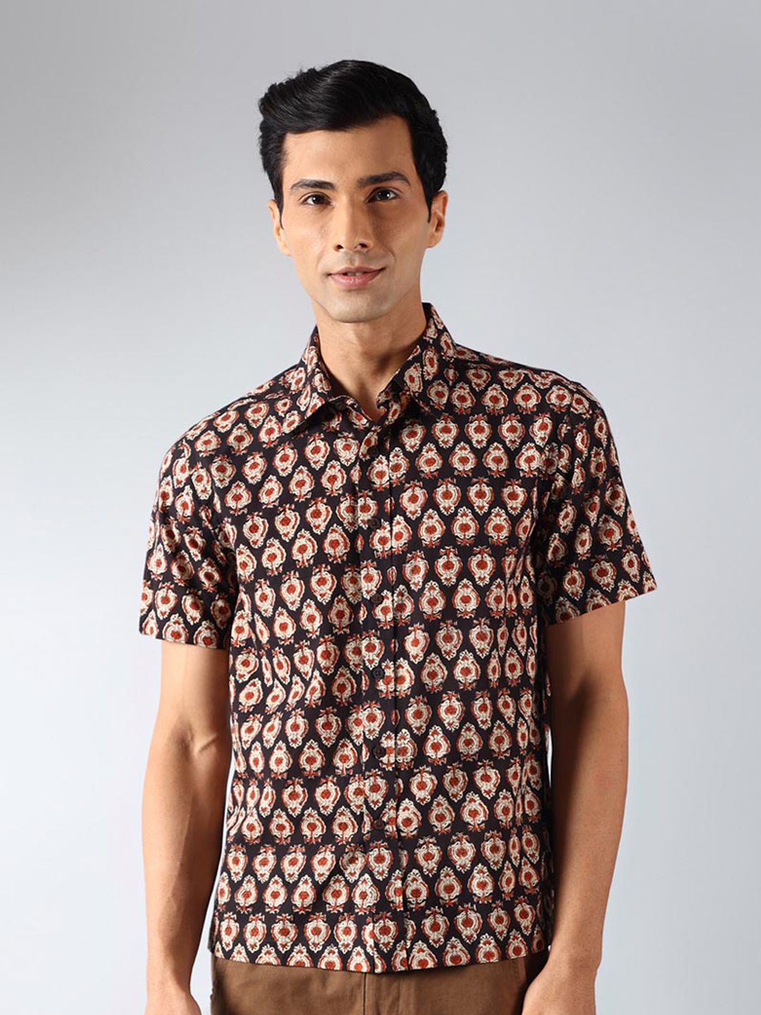 

Fabindia Bagru Printed Casual Shirt, Brown