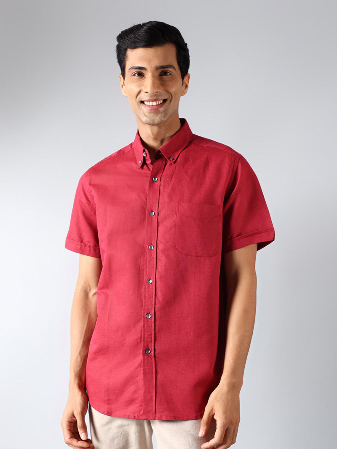 

Fabindia Button-Down Collar Casual Shirt, Maroon