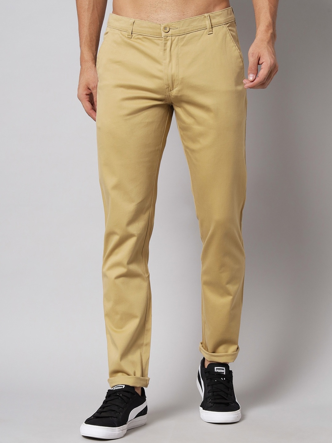 

STUDIO NEXX Men Slim Fit Chinos Trousers, Khaki