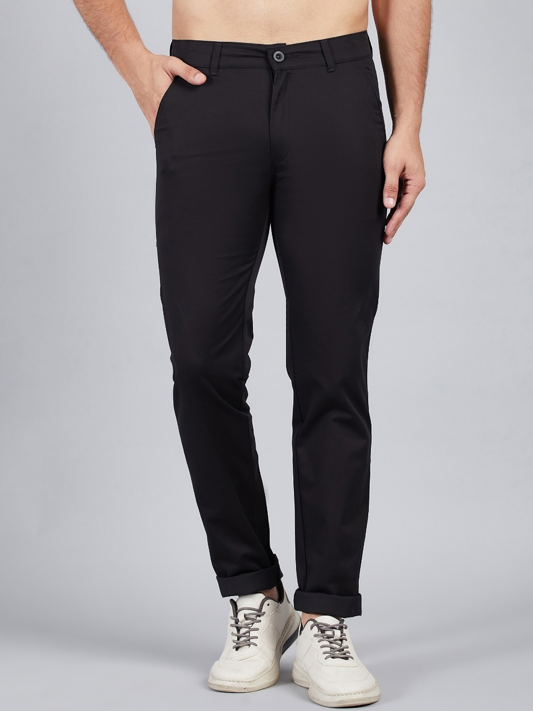 

STUDIO NEXX Men Black Slim Fit Trousers
