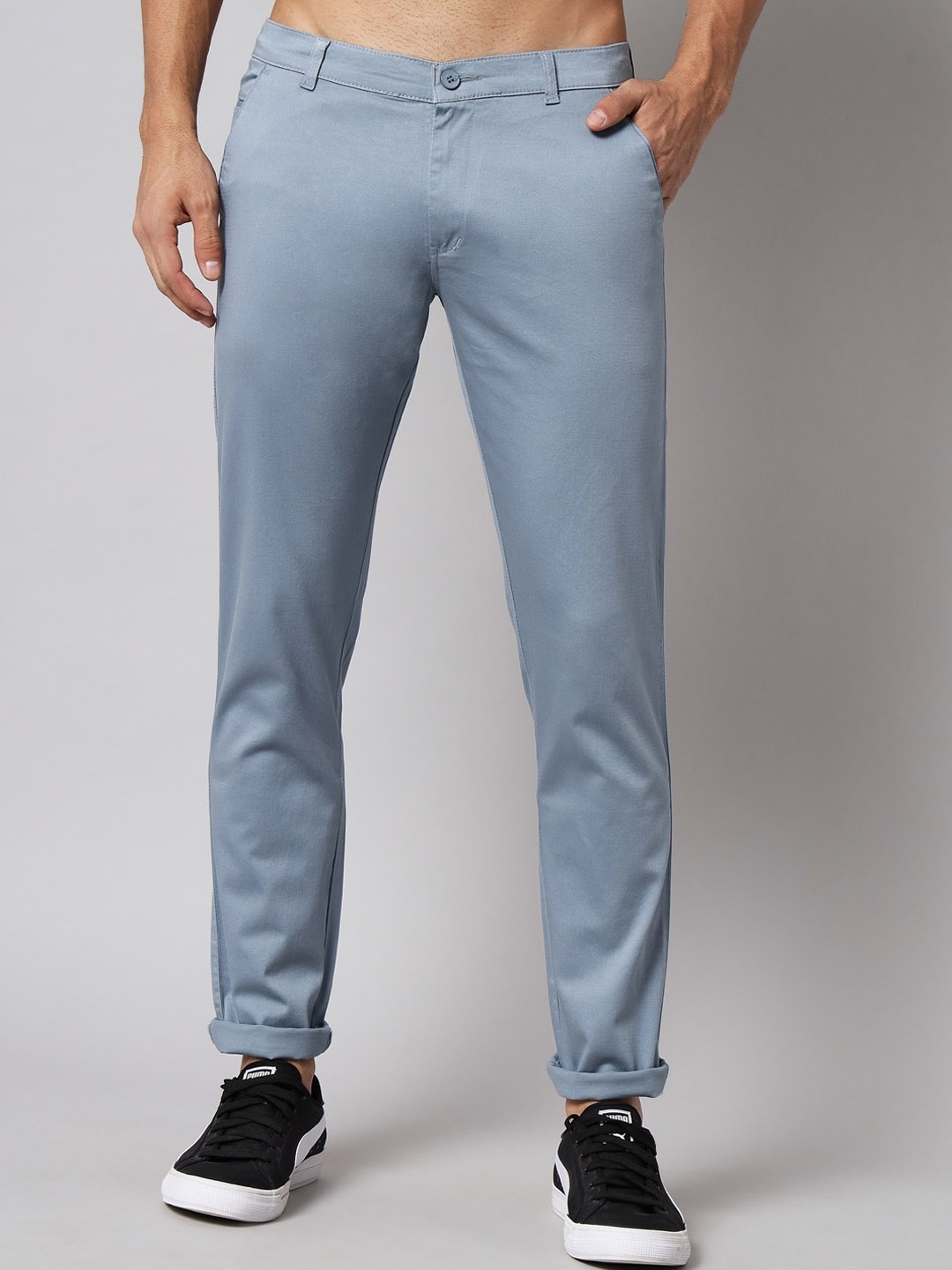 

STUDIO NEXX Men Grey Slim Fit Trousers