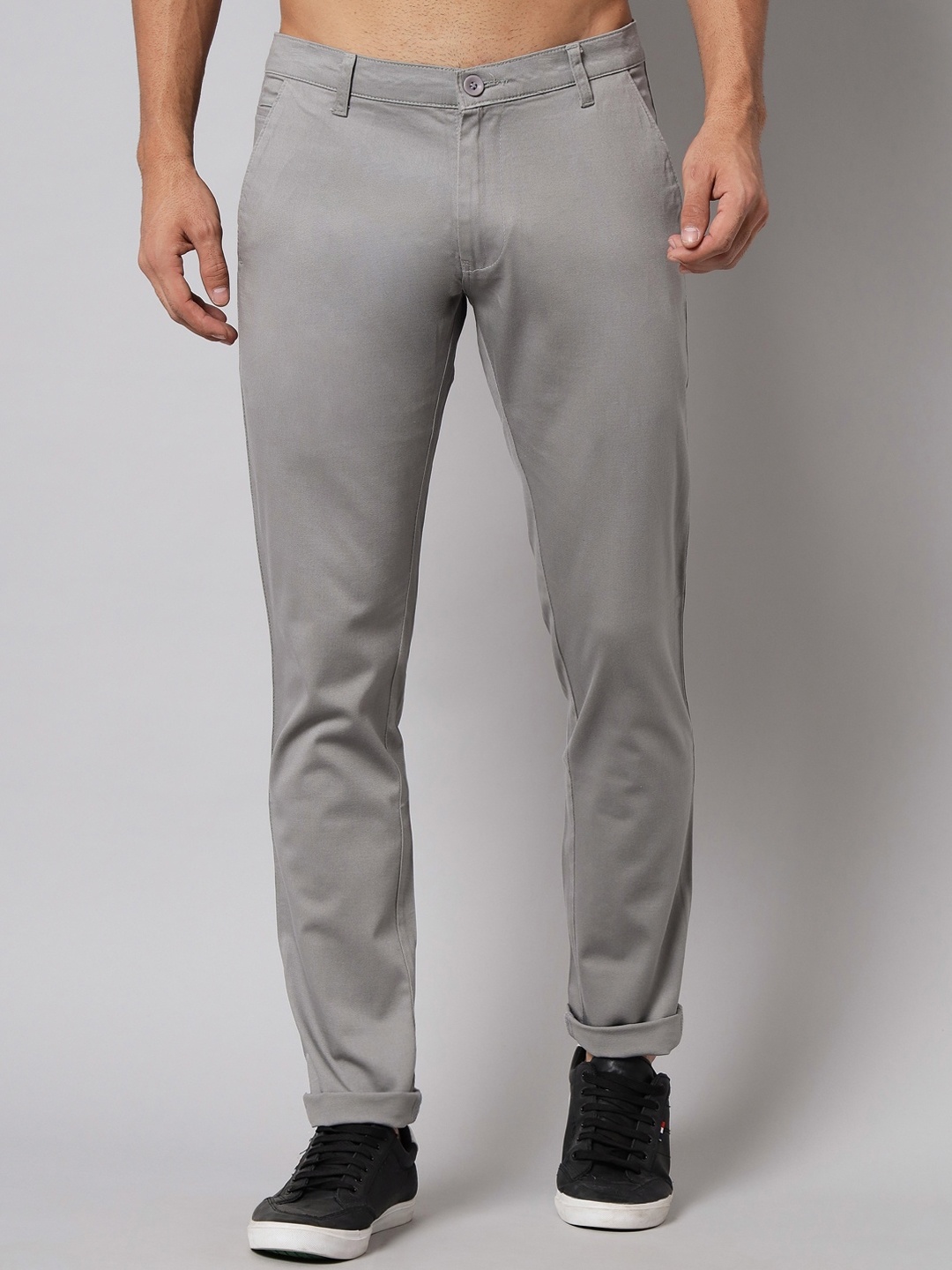 

STUDIO NEXX Men Grey Slim Fit Trousers