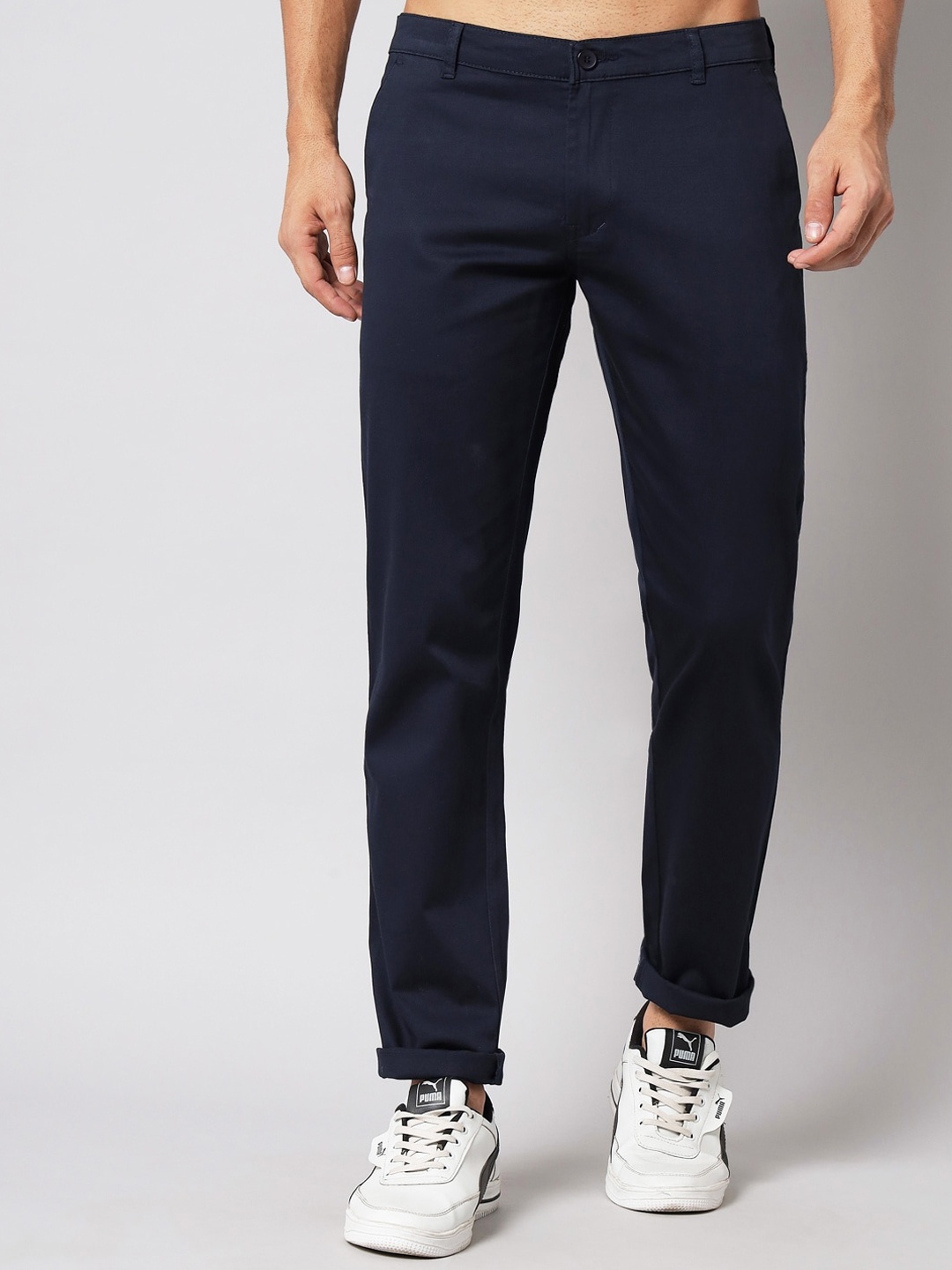 

STUDIO NEXX Men Navy Blue Slim Fit Trousers