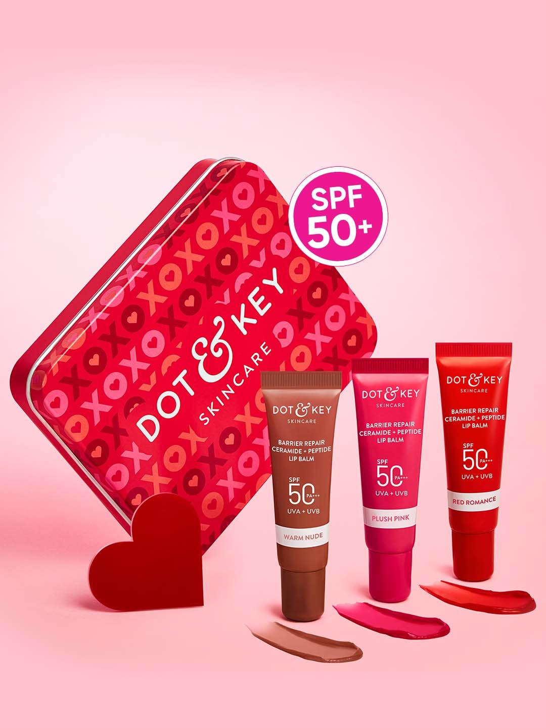 

DOT & KEY 3Pc Barrier Repair SPF 50 Lip Balm - 10g Each - Warm Nude-Red Romance-Plush Pink, Multi