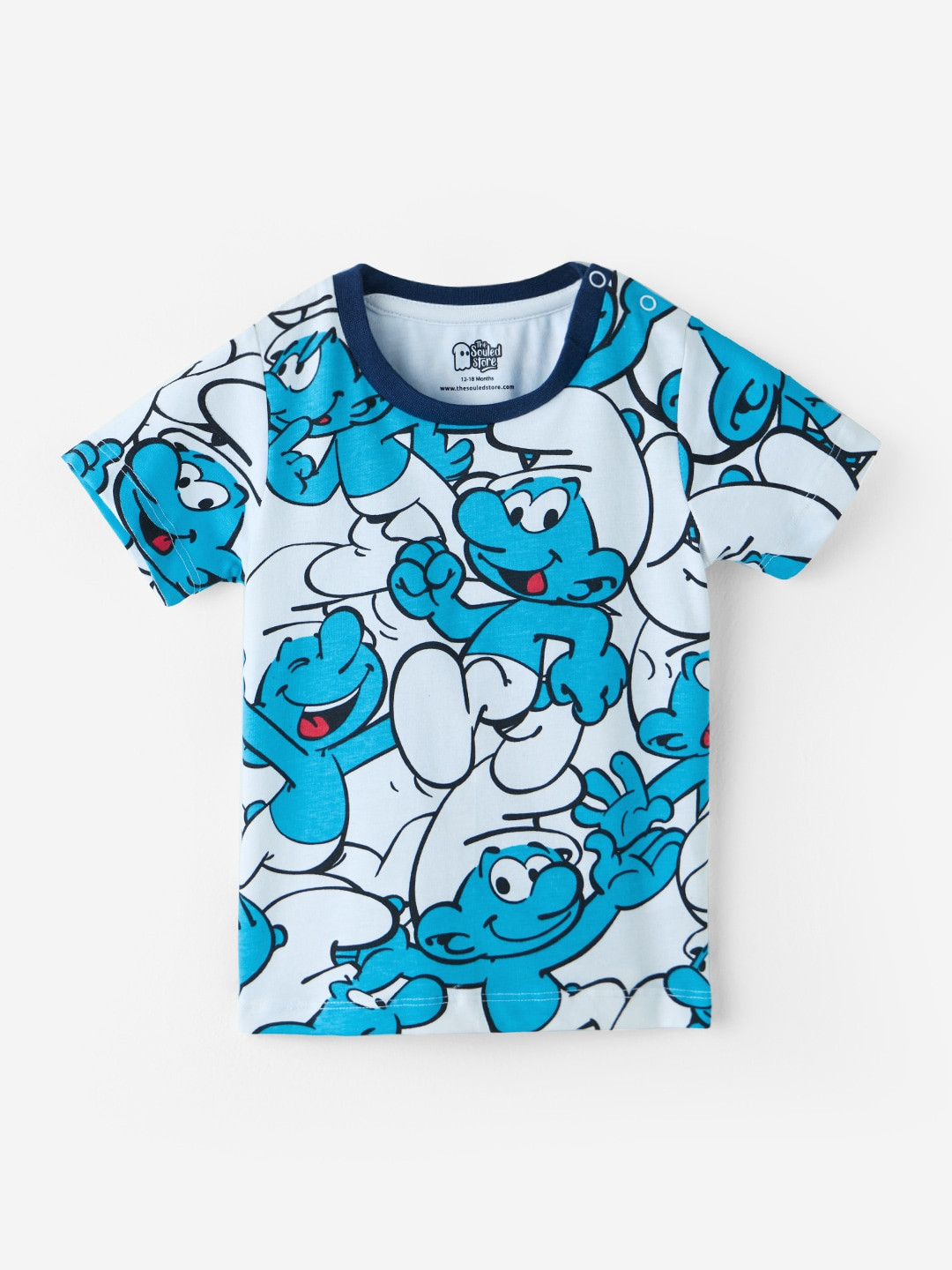 

The Souled Store Boys Smurfs Humor & Comic Printed Cotton T-shirt, White
