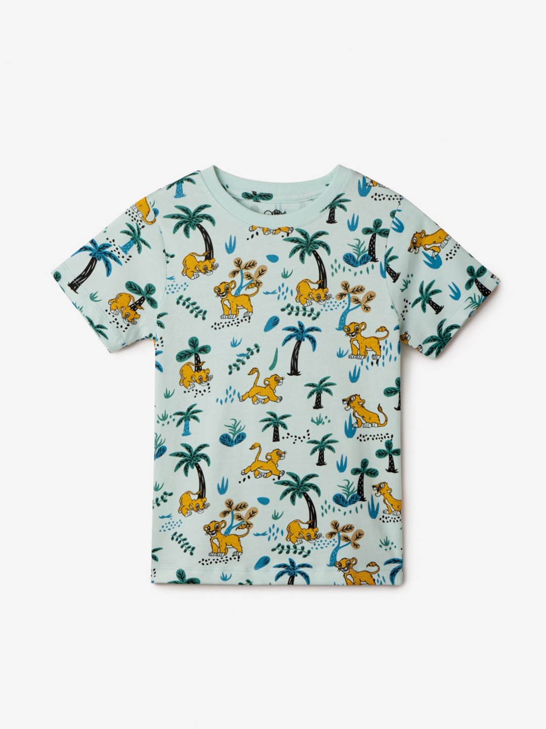 

The Souled Store Boys Playful Simba Graphic Printed Cotton T-shirt, Green
