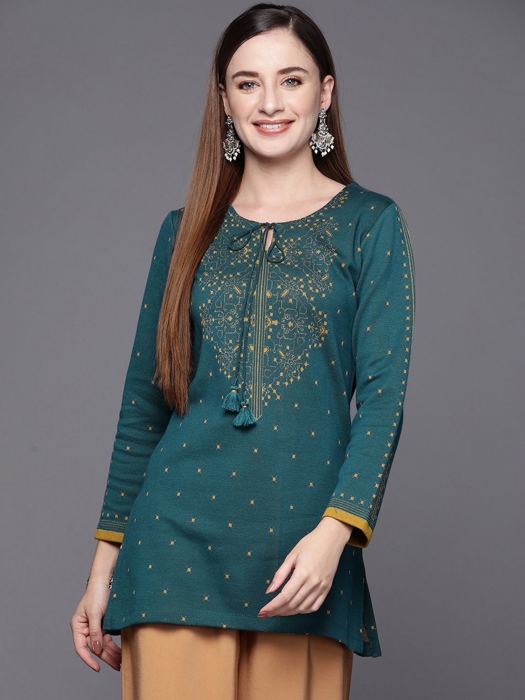 

Biba Women Woven Design Kurta, Teal