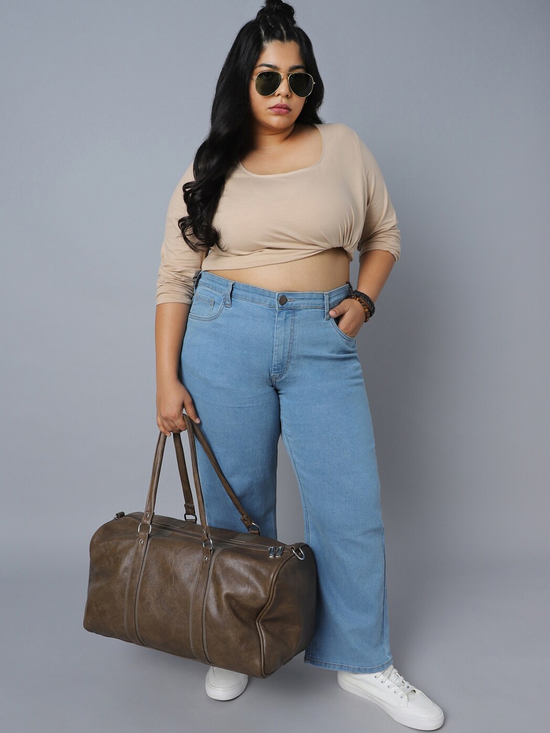

Freeform by High Star Women Blue Plus Size High-Rise Light Fade Stretchable Jeans