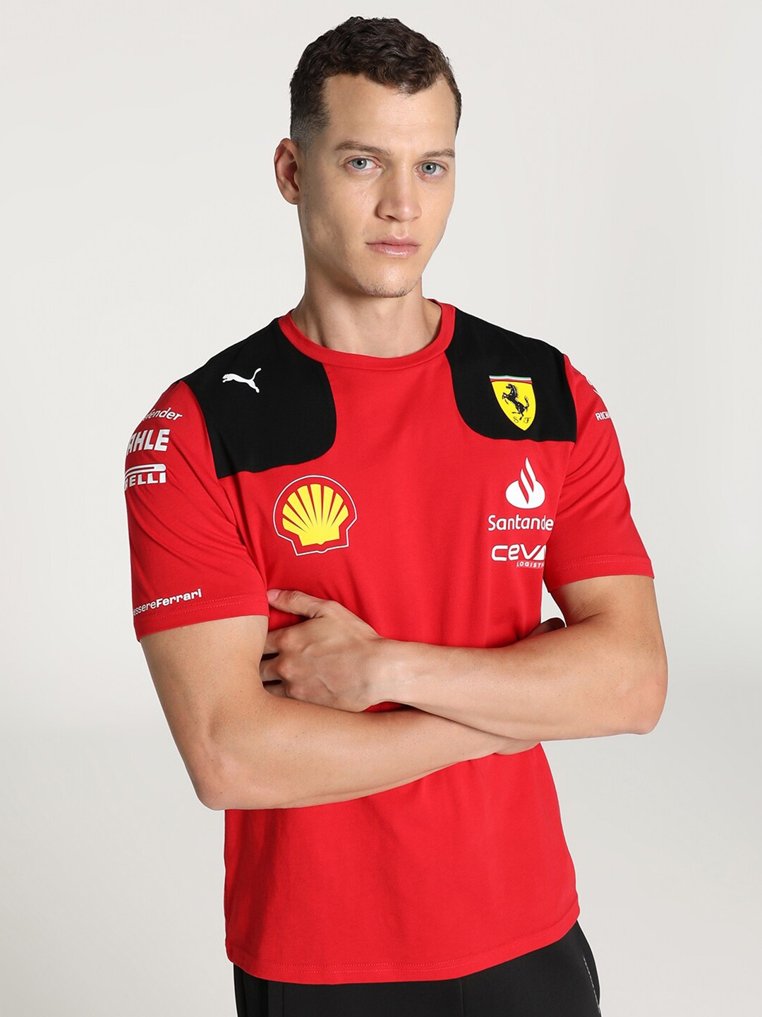 PUMA Motorsport Scuderia Ferrari 2023 Team Replica Printed Cotton T-shirt, Red